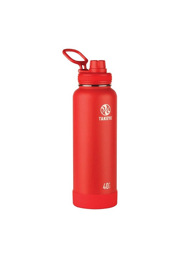 Takeya Actives 40 oz Vacuum Insulated Stainless Steel Water Bottle with Spout Lid, Premium Quality, Watermelon - Image 1