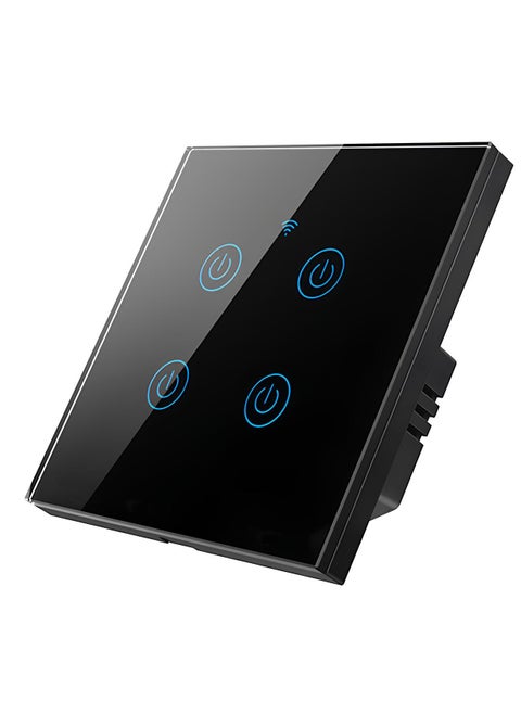 WiFi Smart Wall Light Switch, No Neutral Wire Required, No Hub Required, Compatible with Google Home & Alexa, Touch & App Remote Control, Timing Function & Voice Control  (Gang 4, Black)