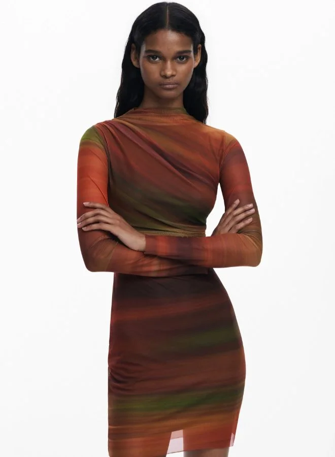 DESIGUAL Draped tulle short dress