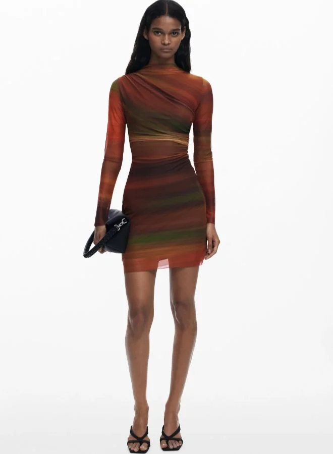 DESIGUAL Draped tulle short dress