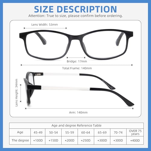 FEIVSN 2Pack Progressive Multifocus Reading Glasses Men Lightweight TR90 Frame No Line Mens Multifocal Trifocal Readers, Blue + Black, Blue Light Blocking Lens, +1.50 - Image 3