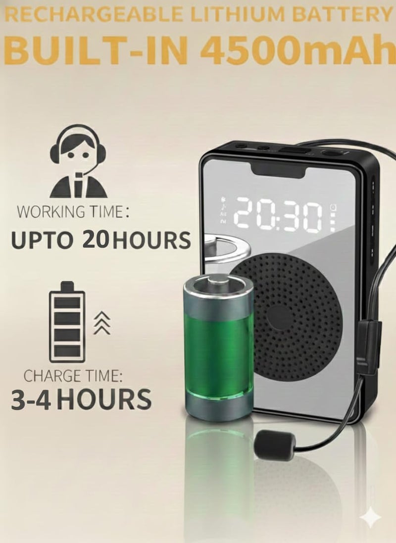 Cason Wired Voice Amplifier for Teachers with Mic for Teaching in Classroom with FM Radio & Magnetic Lavalier,16H Battery, Bluetooth Collar Mic with Speaker for Tour Guides, Meetings - Image 2
