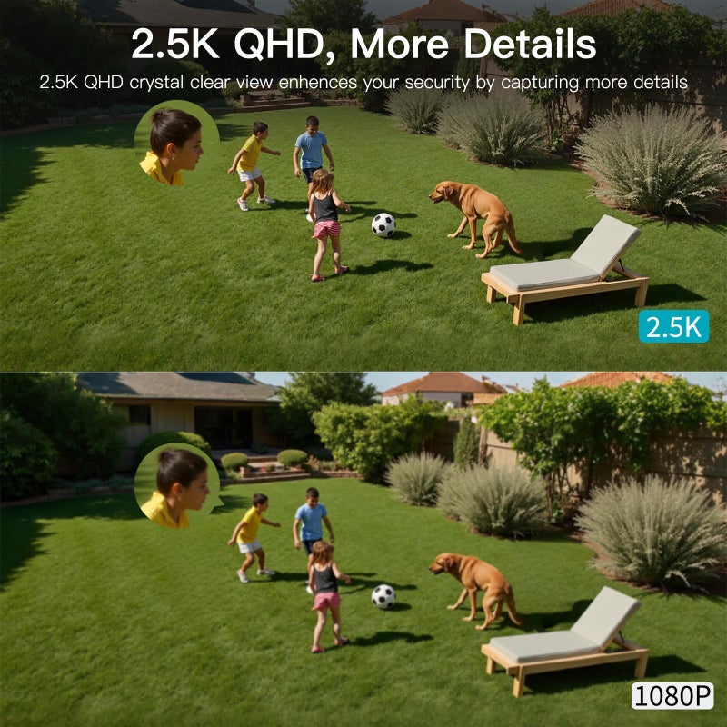 VIMTAG 4MP Security Camera Outdoor, 2.4G/5G Cameras for Home Security with Color Night Vision, Motion Activated Spotlight/Siren, IP66,2-Way Audio, House Camera with Audio & Video,Wired - Image 2