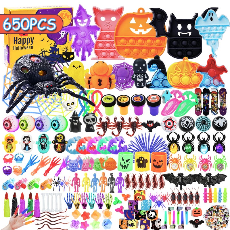 DKZ 650Pcs Halloween Party Favors for Kids Bulk Fidget Toys for Party Supplies Halloween Treats Non Candy School Classroom Carnival Prizes Treasure Box Toy Chest Halloween Gifts Goodie Bag Stuffers - Image 2