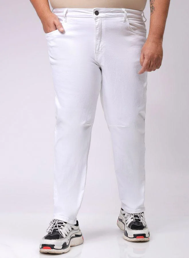 Men Plus Size Carrot Fit Solid Mid-Rise Stretchable Jeans