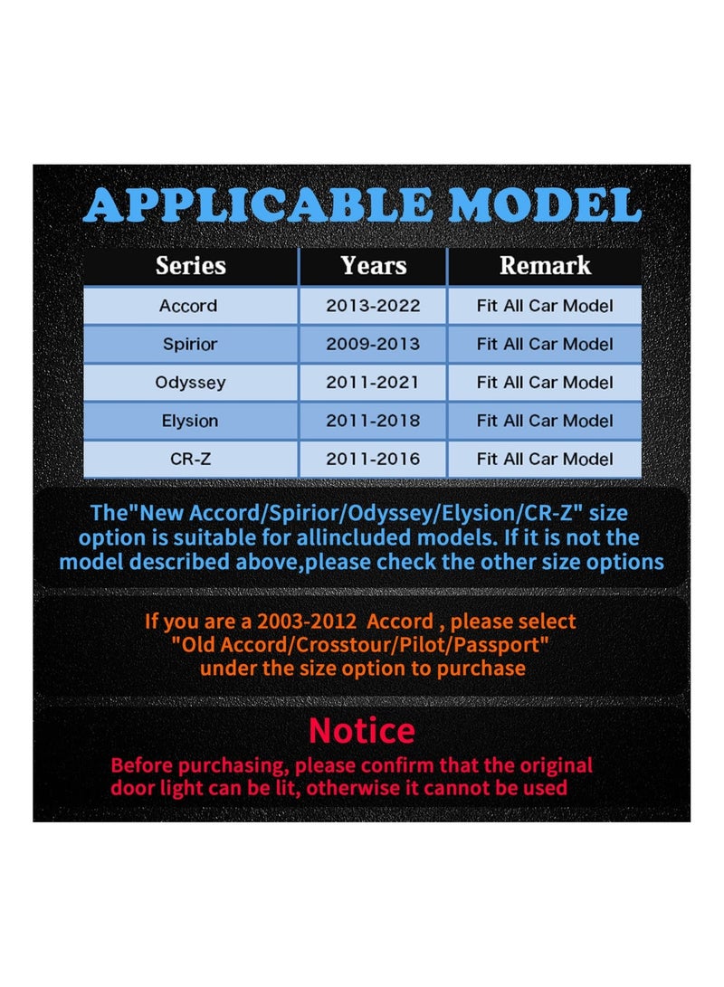 MUNTAQI 2PCS Car Door LED Logo Light Replacement for Accord, 3D Ghost Shadow Puddle Lights Never Fade 3D LED Car Light for Accord 2013-2022 Spirior Odyssey Elysion CR-Z（New Accord Spirior Odyssey Elysion CR-Z - Image 2