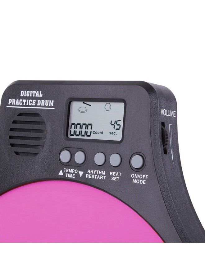 Eno 12-inch Silent Drum Pad, Drum Practice Pad, Metronome, Three-in Musical Instrument, Pink Set - Image 3