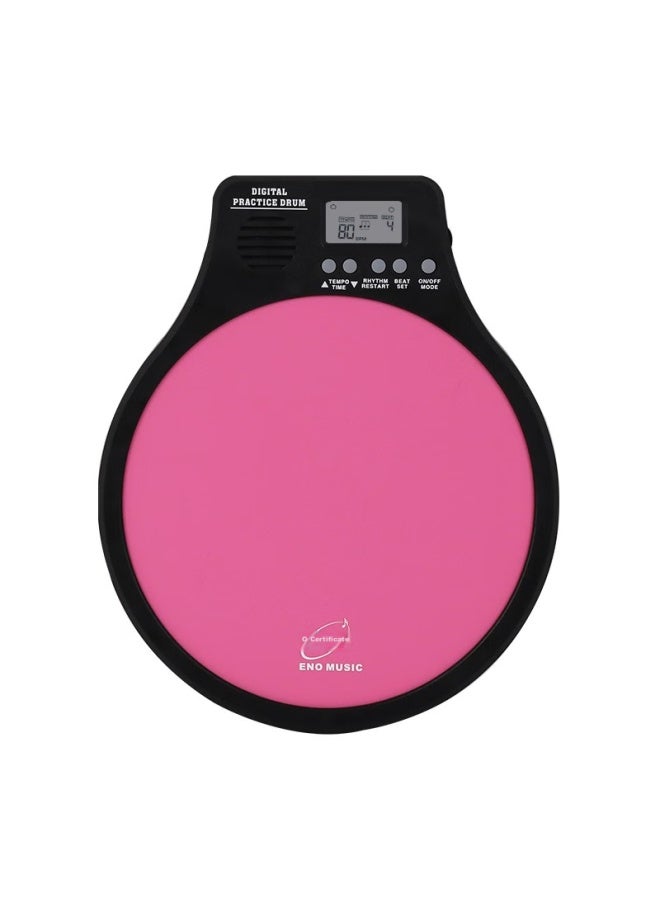 Eno 12-inch Silent Drum Pad, Drum Practice Pad, Metronome, Three-in Musical Instrument, Pink Set - Image 2