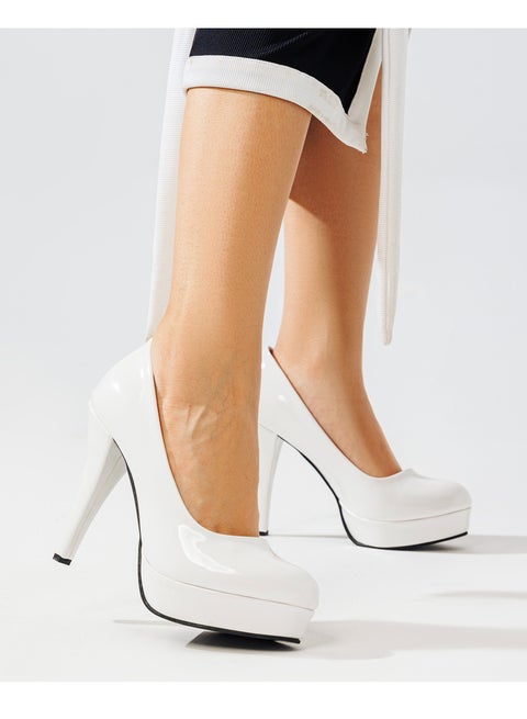 حذاء كعب عالي جلد لامع GZ-7 - ابيض