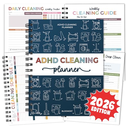BLOOMOST ADHD Cleaning Planner - Cleaning Schedule and Checklist Organizer for Adults and Teens - Daily, Weekly & Monthly Household Cleaning Checklist for ADHD Minds - Stress-Free Housework - Image 1