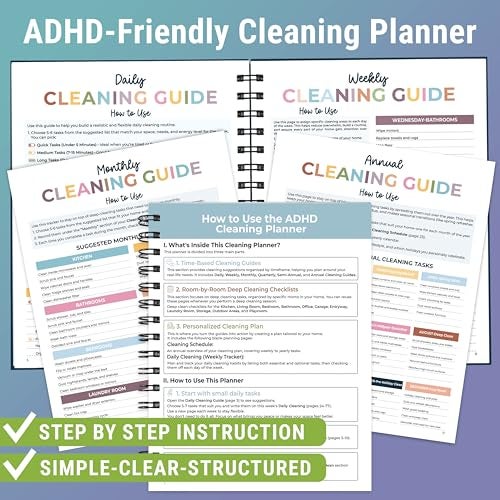 BLOOMOST ADHD Cleaning Planner - Cleaning Schedule and Checklist Organizer for Adults and Teens - Daily, Weekly & Monthly Household Cleaning Checklist for ADHD Minds - Stress-Free Housework - Image 4