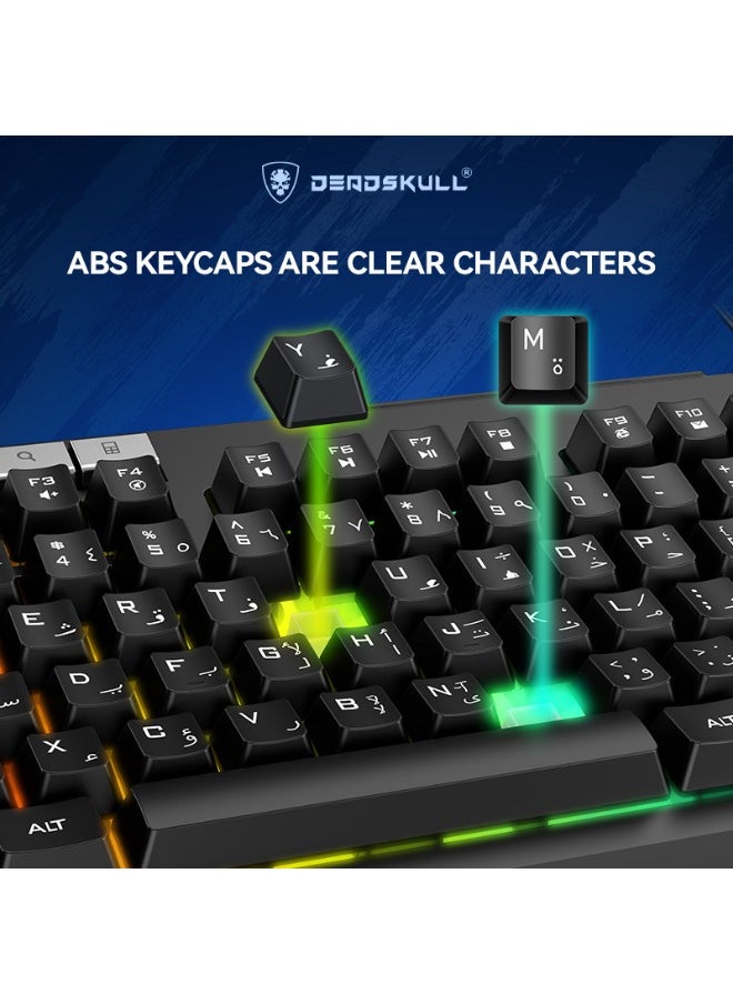 DEADSKULL - DEADSKULL 4-in-1 Gaming Combo Wired Keyboard, Mouse, Headphone & Mouse Pad PC Gaming Kit 4 Bundle Set - C880 - Image 1