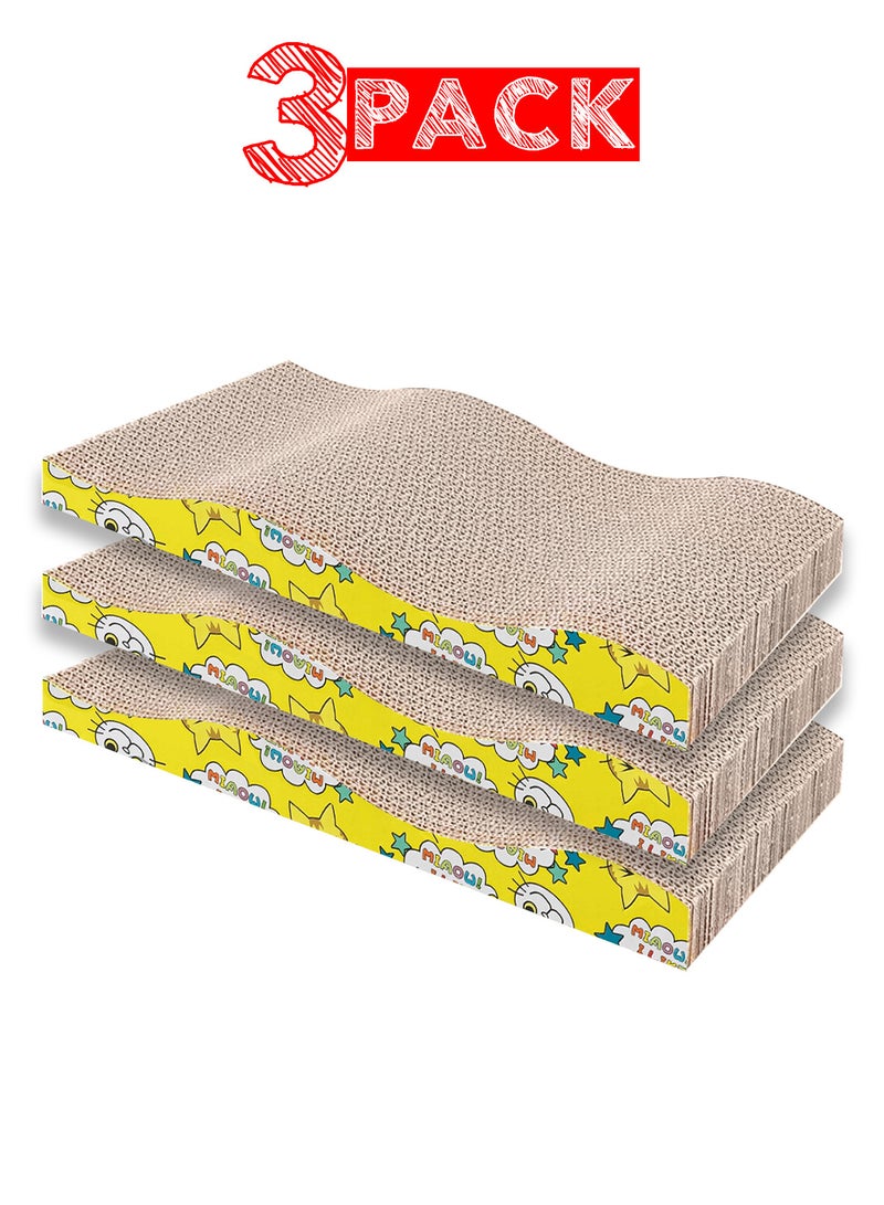 MARGOUN 3 Pack Cat Scratcher Cardboard Cat Scratch Pad with Premium Scratch Textures Design Durable Cat Scratching Pad Reversible - Image 1