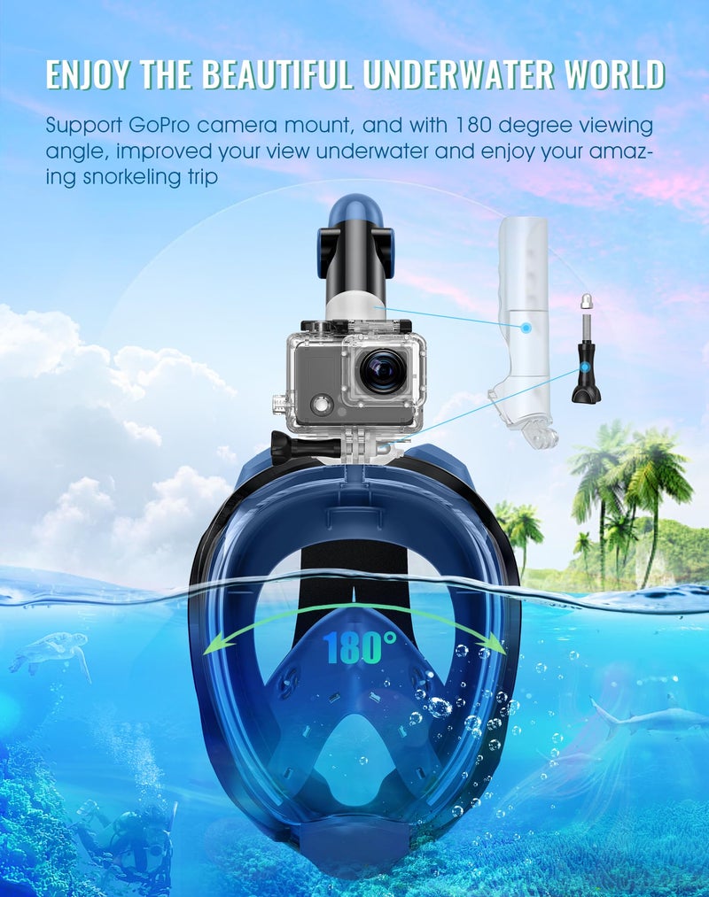 Greatever G2 Full Face Snorkel Mask with Latest Dry Top System,Foldable 180 Degree Panoramic View Snorkeling Mask with Camera Mount,Safe Breathing,Anti-Leak&Anti-Fog - Image 5