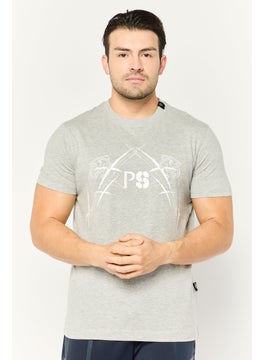 Plein Sport Men Sportswear Fit Short Sleeves Outdoor T-Shirt, Grey  - Image 1