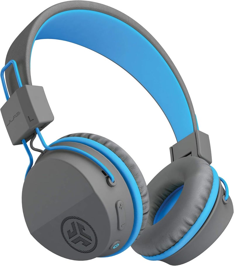 JLab JBuddies Studio Over-Ear Kids Wireless Headphones | Toddler Headphones | Kid Safe | Studio Volume Safe | Volume Limiter | Folding | Adjustable | Noise Isolation | with Mic (Gray Blue) - Image 1