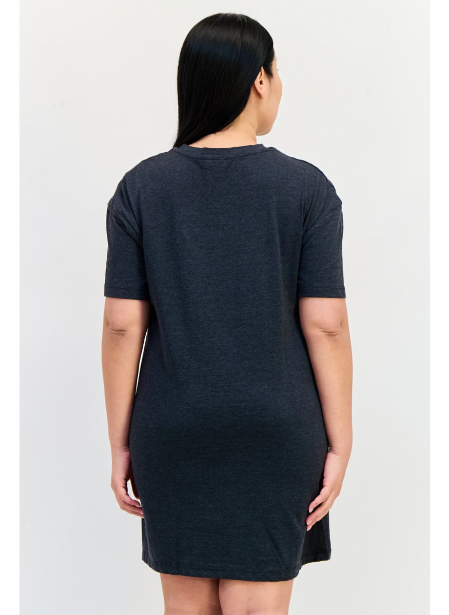 ONLY Women Solid Mini Dress, Charcoal  - Image 2