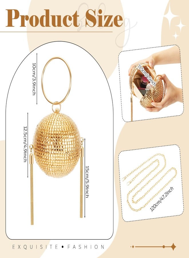 Dansydaisy Women Disco Ball Purses Crystal Purses Rhinestone Party Evening Clutch Handbag New Year Bingo Night Party Gift(Gold,4.92 Inches) - Image 3