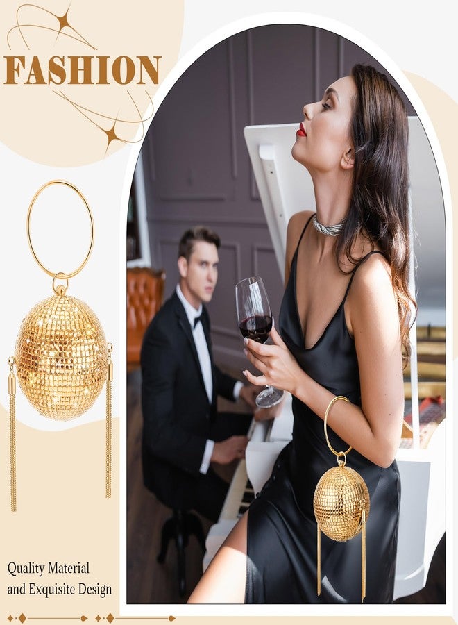 Dansydaisy Women Disco Ball Purses Crystal Purses Rhinestone Party Evening Clutch Handbag New Year Bingo Night Party Gift(Gold,4.92 Inches) - Image 2