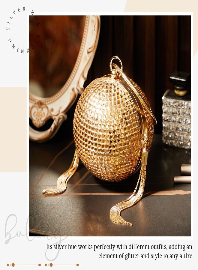 Dansydaisy Women Disco Ball Purses Crystal Purses Rhinestone Party Evening Clutch Handbag New Year Bingo Night Party Gift(Gold,4.92 Inches) - Image 5