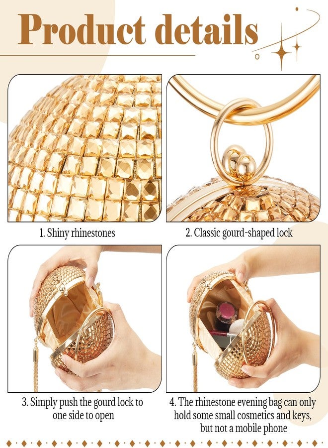 Dansydaisy Women Disco Ball Purses Crystal Purses Rhinestone Party Evening Clutch Handbag New Year Bingo Night Party Gift(Gold,4.92 Inches) - Image 4