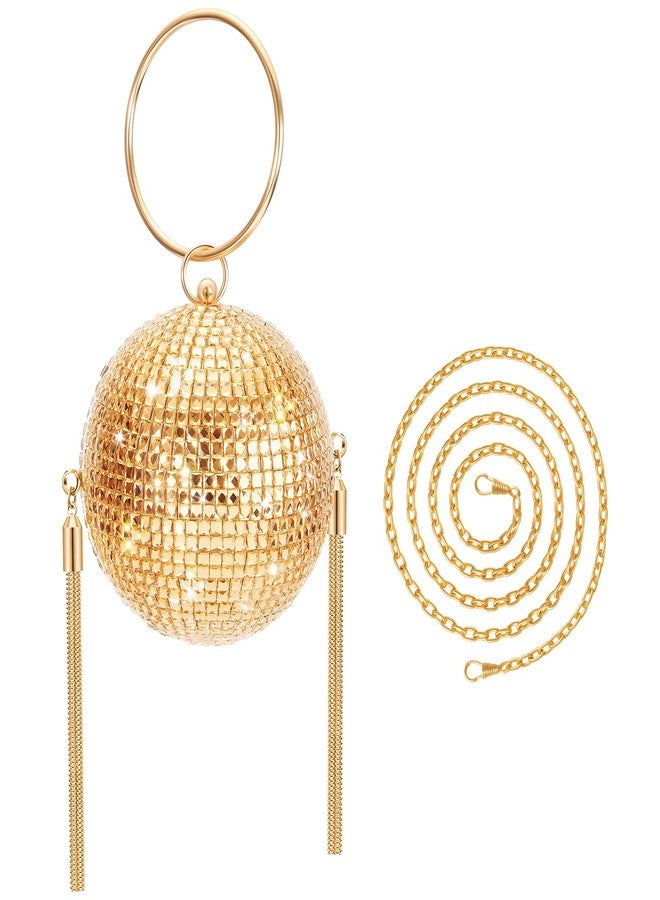 Dansydaisy Women Disco Ball Purses Crystal Purses Rhinestone Party Evening Clutch Handbag New Year Bingo Night Party Gift(Gold,4.92 Inches) - Image 1