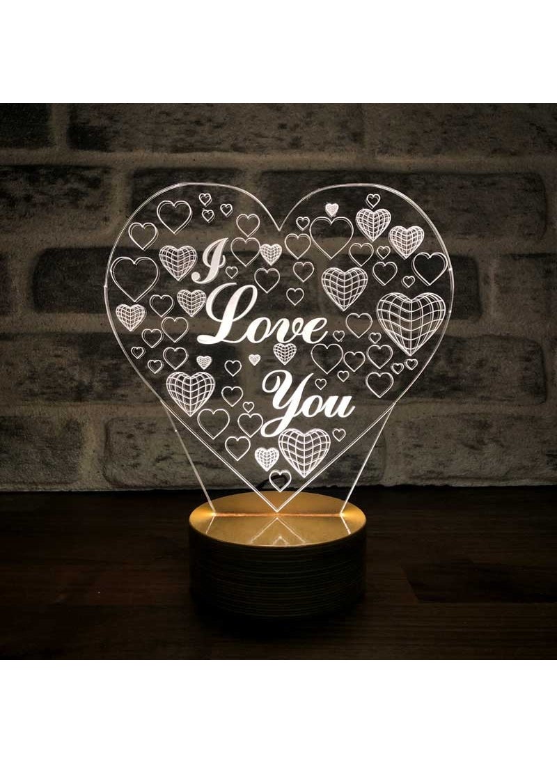 By-Lamp Heart I Love You Figured Decorative Gift Led Table Lamp | 7 Light Colors | Wooden Base  - Image 1