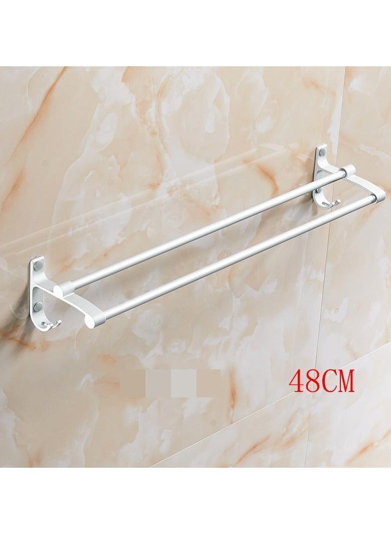 Loquat Space Aluminum Towel Bar Bathroom Accessories Multifunctional Hardware(Matte Double Pole, 48CM Punching installation)
