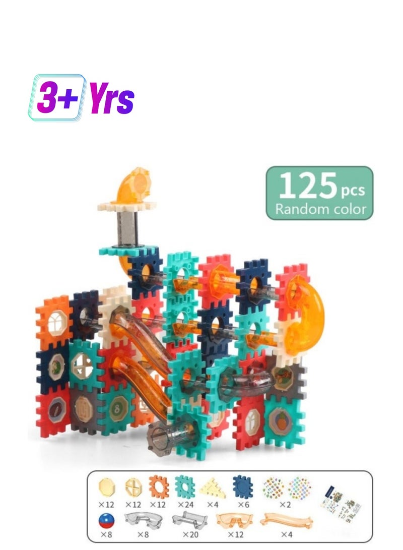 125 PCS STEM Marble Run Pipeline Building Blocks Set for Kids – Educational DIY Construction Toy for Boys & Girls Ages 3+ – Rolling Ball Track Builder Toy Gift  - Image 1
