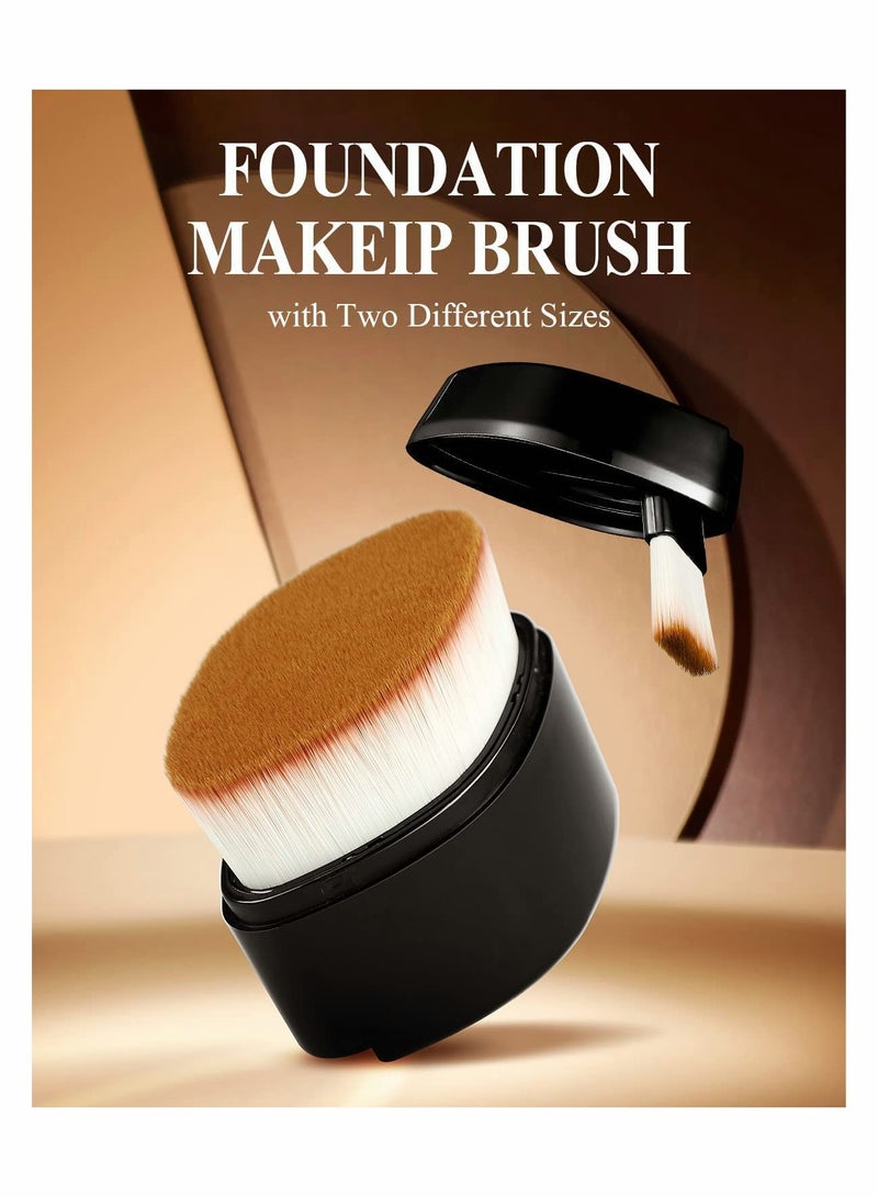 KASTWAVE Foundation Brush, Retractable Foundation Brush, Flat Top Foundation Brush for Liquid, Cream, Flawless Powder Cosmetics, Two-in-One Foundation Makeup Brushes, Unique Design for Portable & Easy Use - Image 2