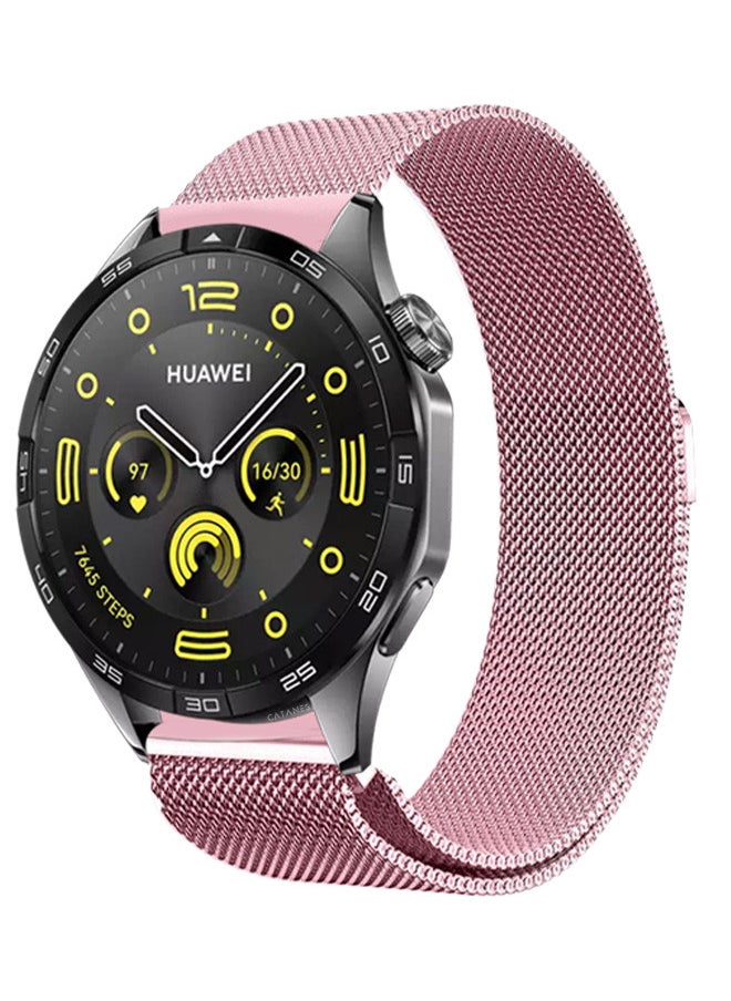 CATANES - (for Huawei GT4 22mm) Milanese Strap, Adjustable Stainless Steel Band Men and Women Mesh Loop Magnetic Clasp Replacement Band Rose Gold - Image 1