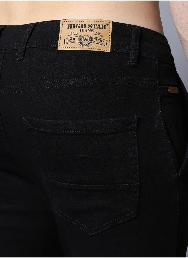HIGH STAR بنطلون جينز رجالي بقصّة Slim Fit باللون الأسود  - Image 5