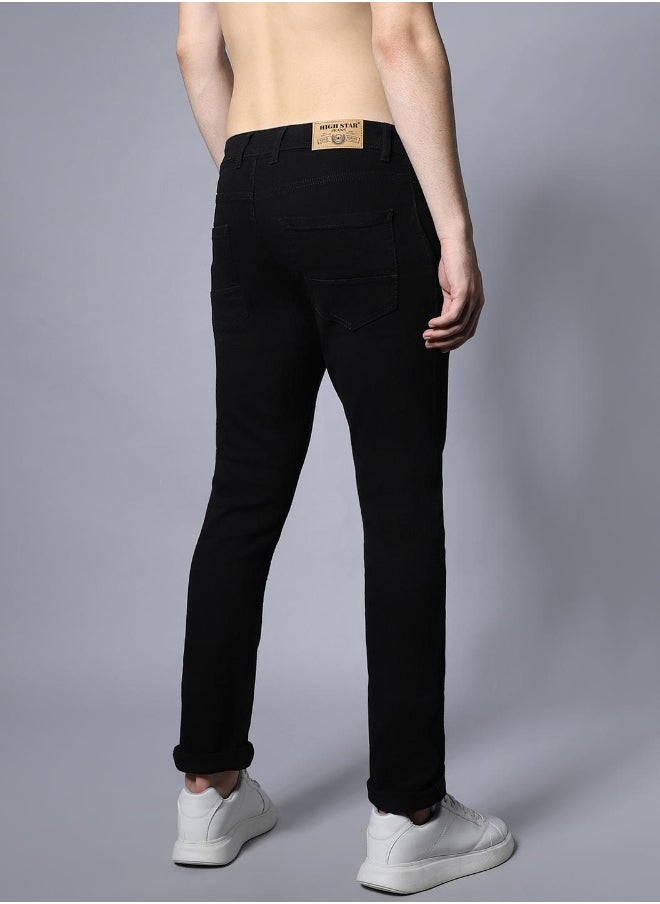 HIGH STAR بنطلون جينز رجالي بقصّة Slim Fit باللون الأسود  - Image 1