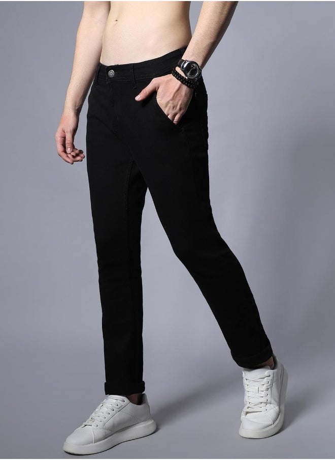 HIGH STAR بنطلون جينز رجالي بقصّة Slim Fit باللون الأسود  - Image 3
