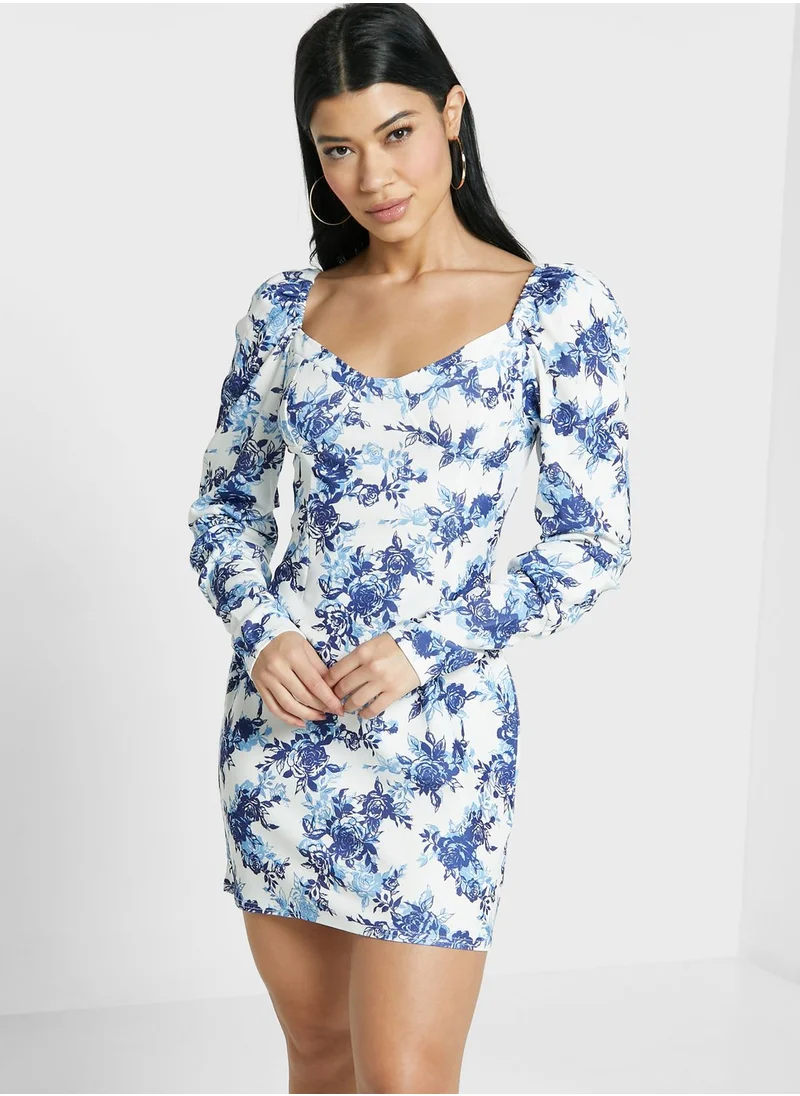 LASULA Floral Print Bodycon Dress