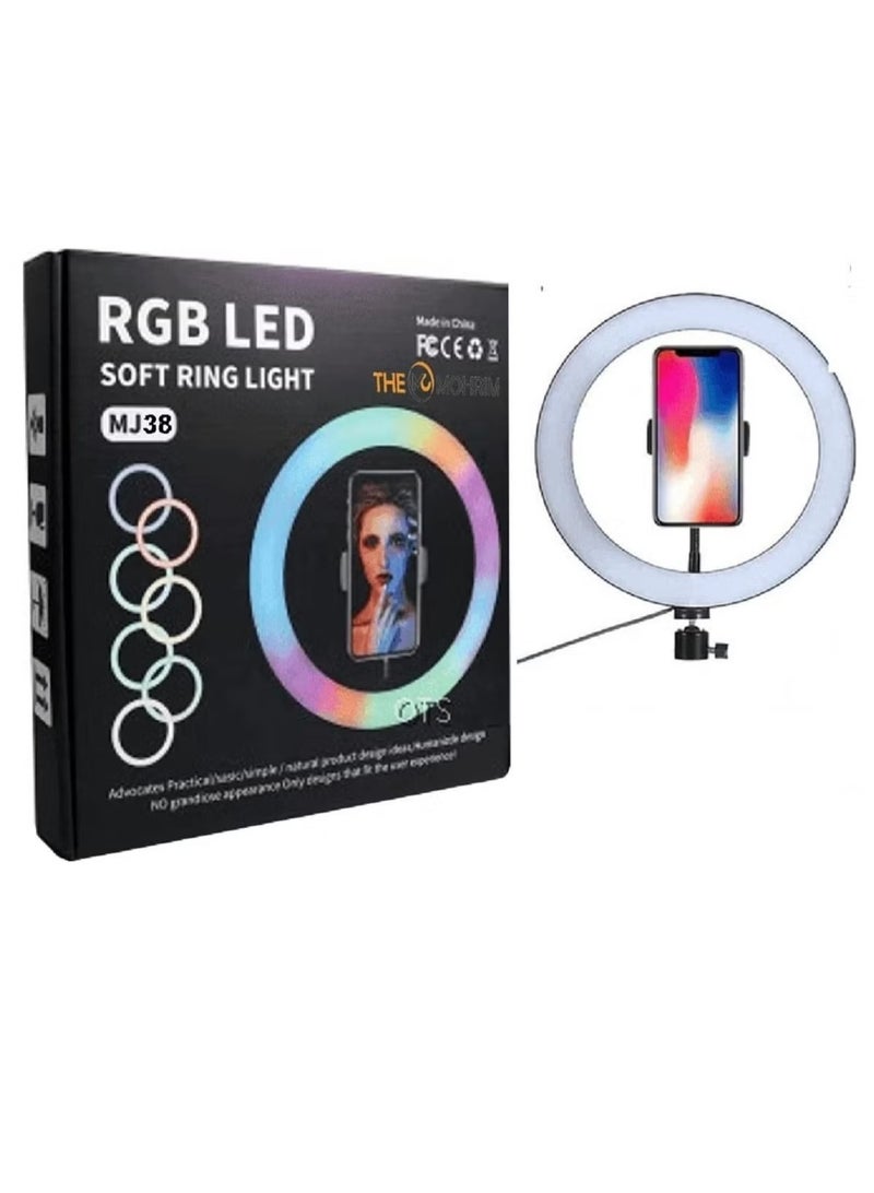 MJ-38 حلقة ضوء RGB 38 سم LED حلقة ضوء مع حامل ثلاثي القوائم - Image 1