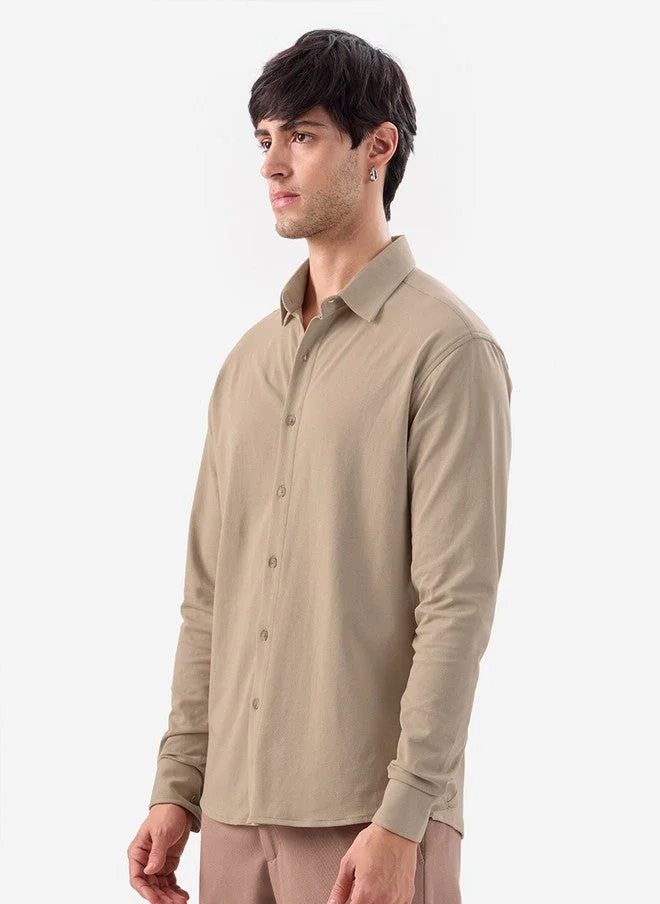 The Souled Store  The Souled Store Men Mudbrown Solid Brown Regular Fit Textured Shirt  | Best Price UAE