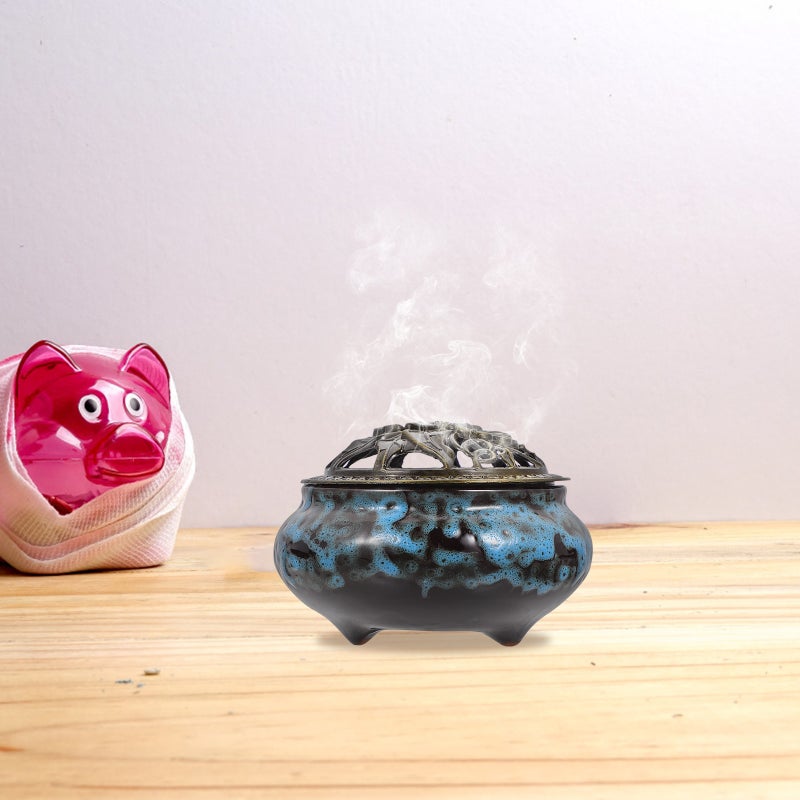 1Pc Ceramic Incense Burner Relief Crafted Censer Holder Desktop Decor for Home - Image 4