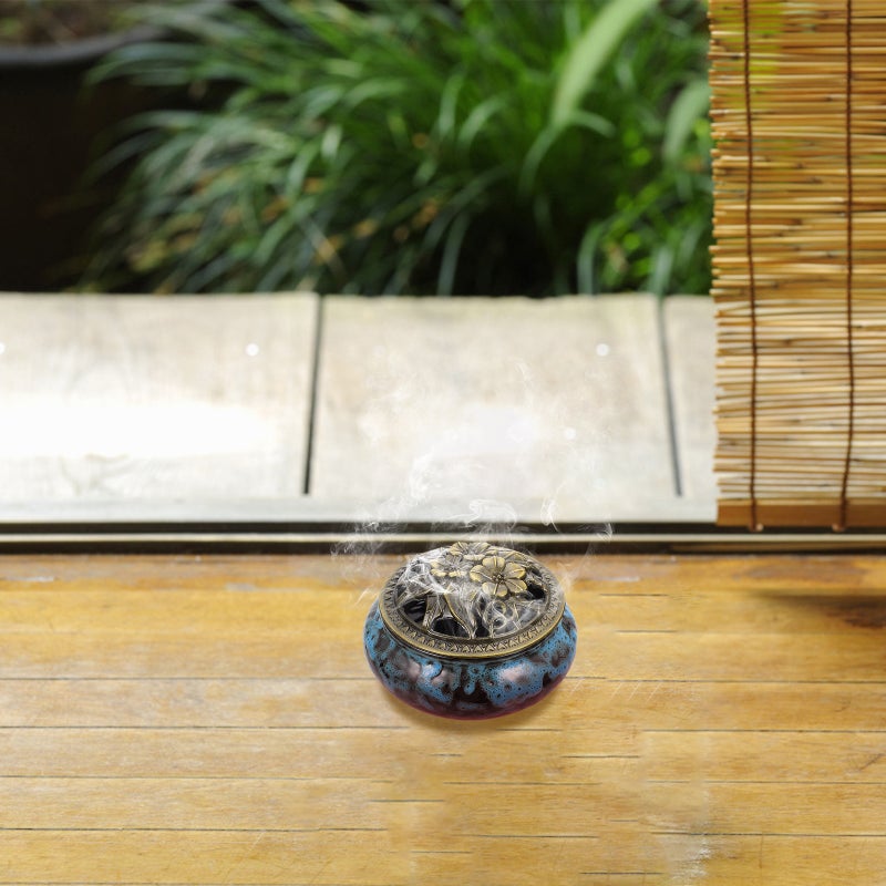 1Pc Ceramic Incense Burner Relief Crafted Censer Holder Desktop Decor for Home - Image 3