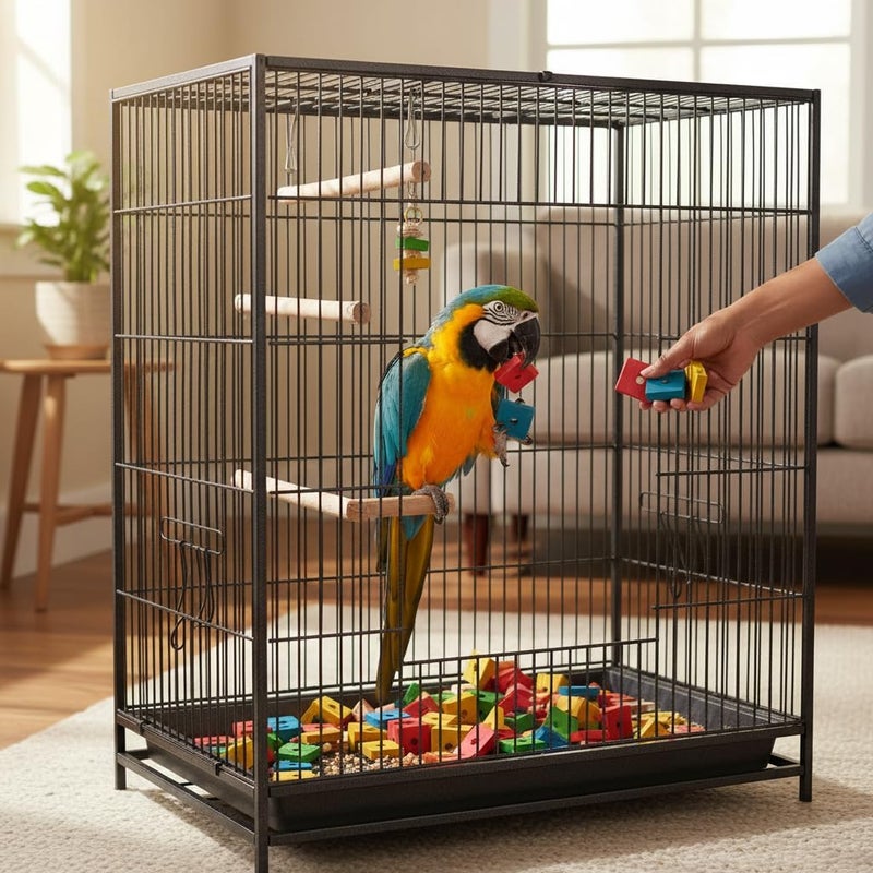 SUPVOX 100 Pcs Wooden Bird Chewing Blocks: Bird Toys for Parrots,Parrot Toys for DIY Shredding Large Bird (Mixed Color) - Image 3