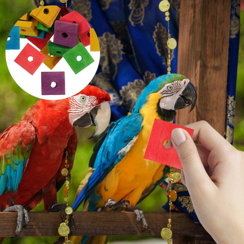SUPVOX 100 Pcs Wooden Bird Chewing Blocks: Bird Toys for Parrots,Parrot Toys for DIY Shredding Large Bird (Mixed Color) - Image 4