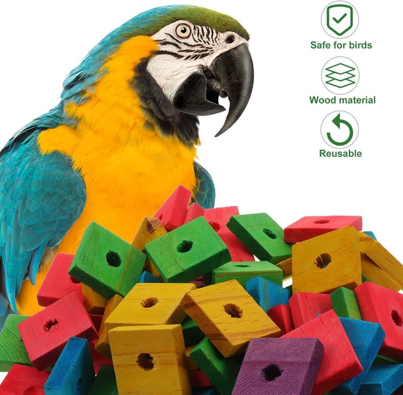 SUPVOX 100 Pcs Wooden Bird Chewing Blocks: Bird Toys for Parrots,Parrot Toys for DIY Shredding Large Bird (Mixed Color) - Image 5