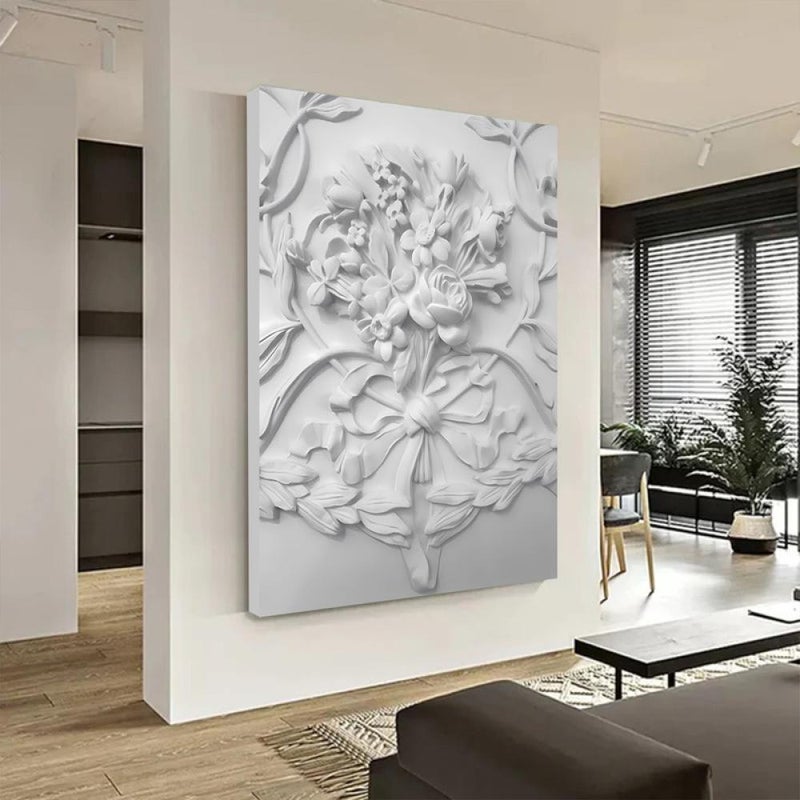 ماركتنا لوحة جدارية قماشية مطبوعة بتصميم اللوحة الجبسية مع برواز مجوف مقاس (60×90) قطعة واحدة - Image 2