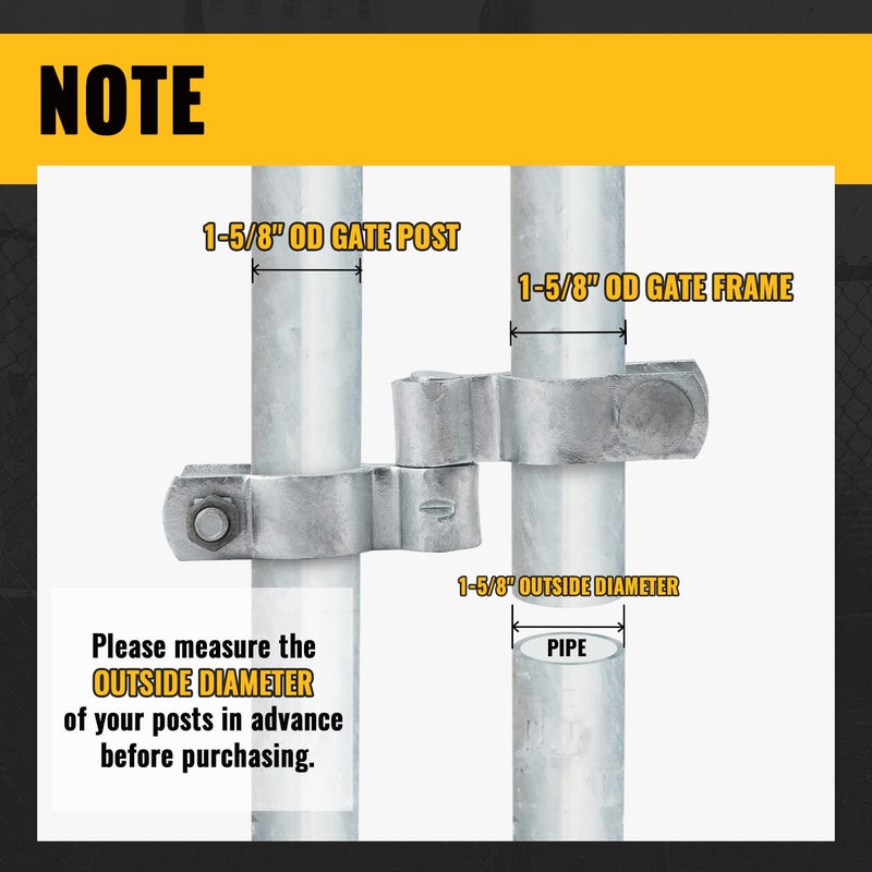 VIVIDA Chain Link Fence Gate Hinge Kit, VIVIDA 1-5/8"" Gate Hinge Include Female Gate Hinge(2 PCS), Male Gate Hinge(2 PCS), Chain Link Fence Gate Hinge, Galvanized Gate Hinge, Chain Link Fence Parts - Image 4