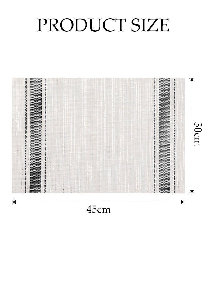 DUNISO 6 Pcs Placemat，Western Style Mats, Table Mats, Bowl Mats and Plate Mats，Linen Stripe，Anti Slip, Oil Resistant, and Heat-insulating，Gray Grid Pattern - Image 2