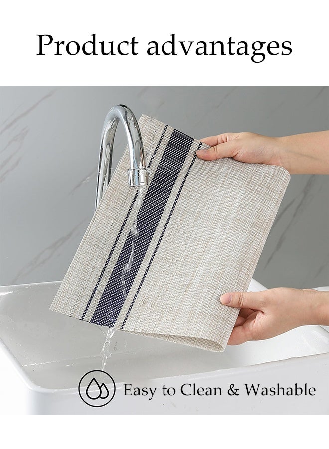 DUNISO 6 Pcs Placemat，Western Style Mats, Table Mats, Bowl Mats and Plate Mats，Linen Stripe，Anti Slip, Oil Resistant, and Heat-insulating，Gray Grid Pattern - Image 4