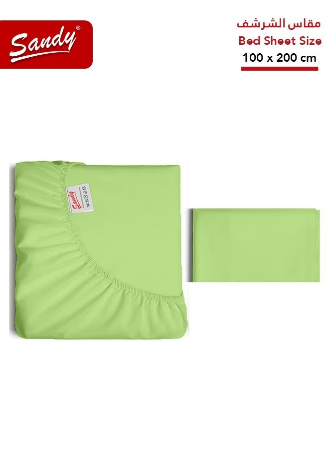 Sandy Sandy Premium Hotel Quality Fitted Sheet and Pillow Case, Bed Sheet 2 Pieces Set, Soft & Breathable and Cooling, Twin Size 100 x 200 cm, Green Apple  - Image 1
