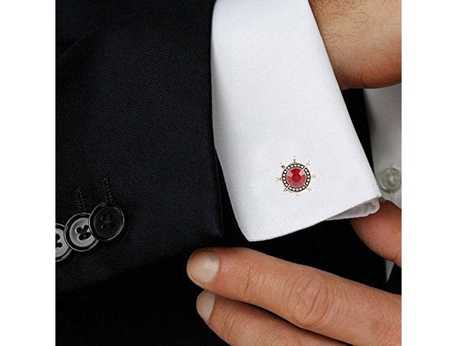TRIPIN Cufflinks For Men Silver Wheel Ship Anchor Shape With Red Diamond Crystals For Office Corporate Party French Cuff Shirts Shirt Suit Blazer In A Gift Box Tshosil811 - Image 3