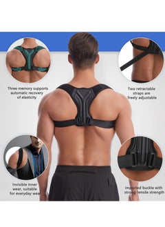 كاست ويف 1pcs أسود ل رمز تصحيح الظهر حزام قابل للتعديل جهاز تصحيح الموقف ، العمود الفقري جهاز تصحيح لتخفيف آلام الرقبة والكتف ، للرجال والنساء والمسنين والمراهقين لتوفير تجربة جيدة الجلوس والوقوف  - Image 2