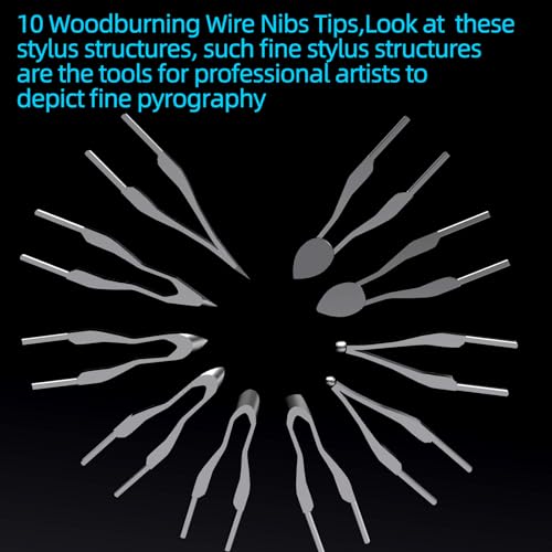 FIRElood Wood Burning Kit,Wood Burning Tips Wood Burner tip,Burning Tool Wood Burning High impedance Nickel-Chromium Wire Pen tip Wood Burning Tool Pen tip nibs for Writing Instruments Pen nibs - Image 3